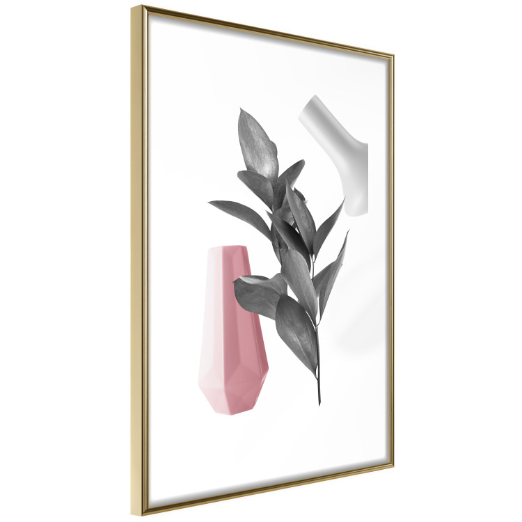 Poster Spirit of Creation - abstraction of gray plant and vases on white background 123280 additionalImage 6