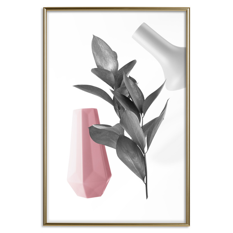 Poster Spirit of Creation - abstraction of gray plant and vases on white background 123280 additionalImage 20