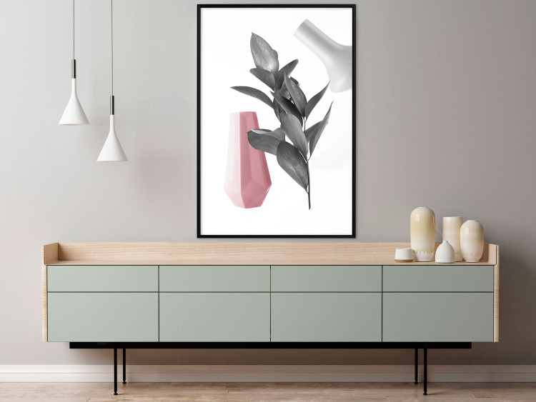 Poster Spirit of Creation - abstraction of gray plant and vases on white background 123280 additionalImage 3