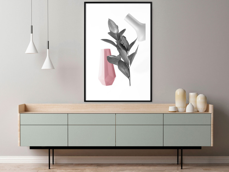 Poster Spirit of Creation - abstraction of gray plant and vases on white background 123280 additionalImage 4