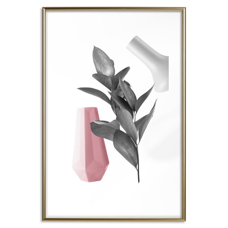 Poster Spirit of Creation - abstraction of gray plant and vases on white background 123280 additionalImage 16