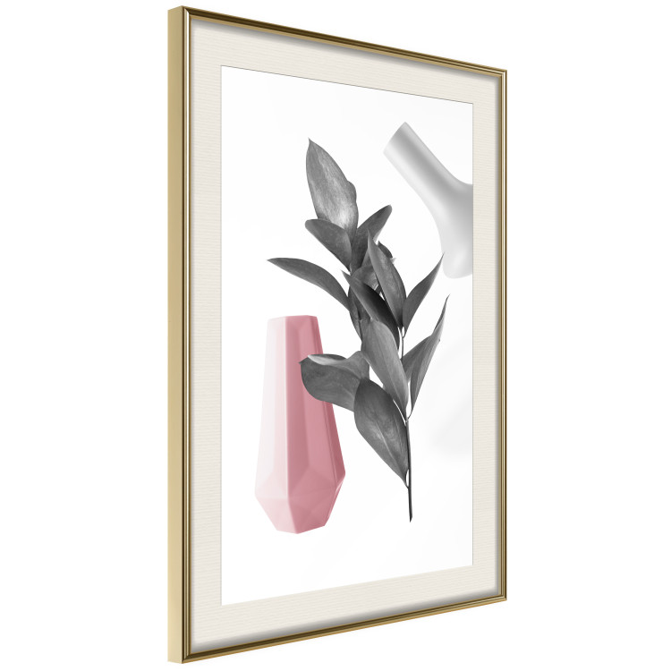 Poster Spirit of Creation - abstraction of gray plant and vases on white background 123280 additionalImage 2