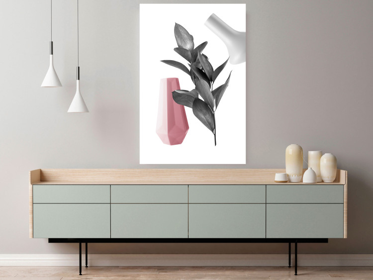 Poster Spirit of Creation - abstraction of gray plant and vases on white background 123280 additionalImage 23