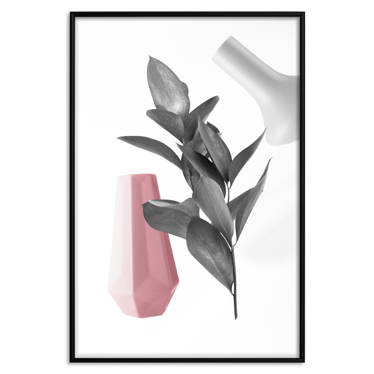 Poster Spirit of Creation - abstraction of gray plant and vases on white background 123280 additionalImage 24