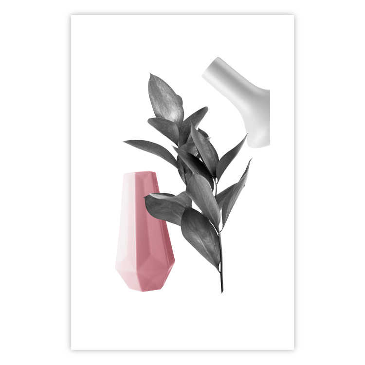 Poster Spirit of Creation - abstraction of gray plant and vases on white background 123280 additionalImage 25