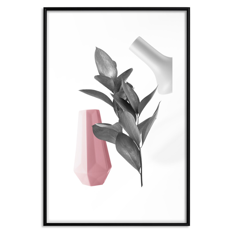 Poster Spirit of Creation - abstraction of gray plant and vases on white background 123280 additionalImage 17