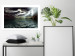Wall Poster Storm over the Lake - landscape of lightning from the sky over water with mountains in the background 123480 additionalThumb 2