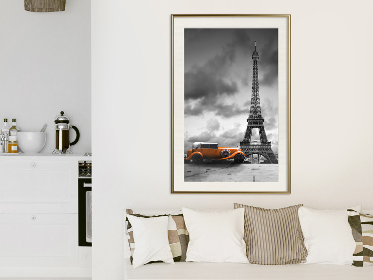 Poster Orange Car - photograph of vehicle against Eiffel Tower and sky 123880 additionalImage 21