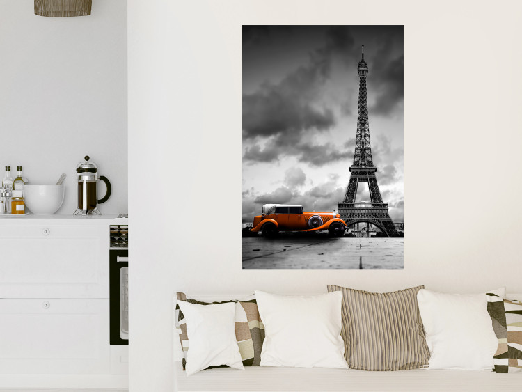 Poster Orange Car - photograph of vehicle against Eiffel Tower and sky 123880 additionalImage 23