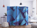 Folding Screen Royal Blue (3-piece) - geometric abstraction in 3D form 124080 additionalThumb 2