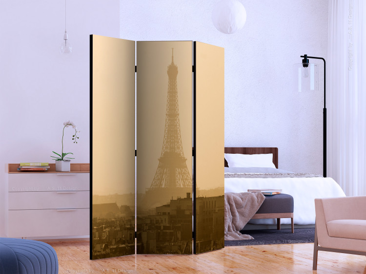 Folding Screen Paris at Dawn (3-piece) - Eiffel Tower against the misty sky 124180 additionalImage 2