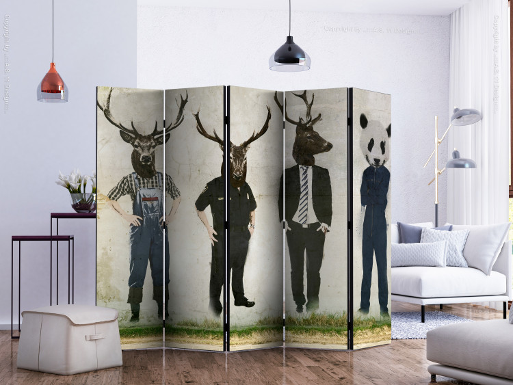 Room Divider Man or Animal? II (5-piece) - human figures with animal heads 124280 additionalImage 2