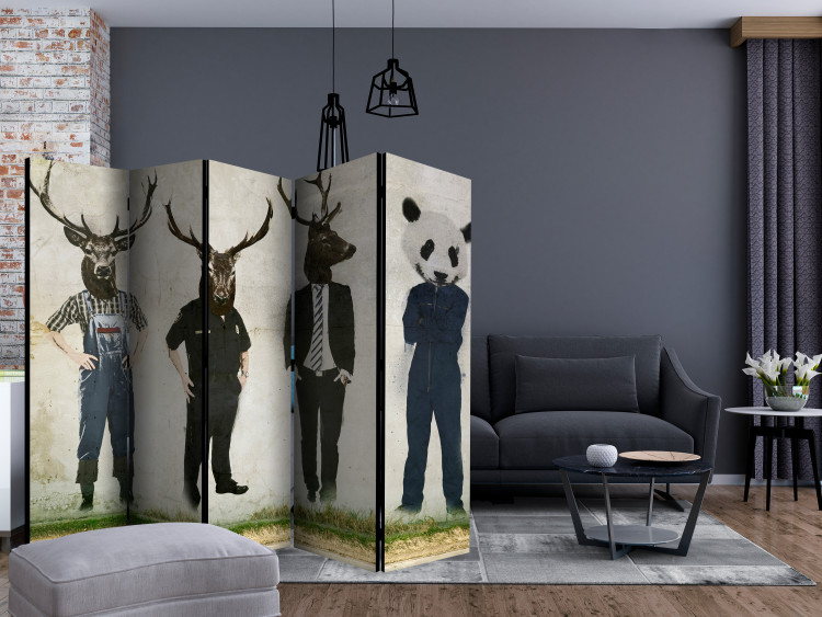 Room Divider Man or Animal? II (5-piece) - human figures with animal heads 124280 additionalImage 4