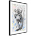 Wall Poster White Tiger - tropical animal on background of colorful watercolor dots 127880 additionalThumb 4