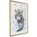 Wall Poster White Tiger - tropical animal on background of colorful watercolor dots 127880 additionalThumb 2