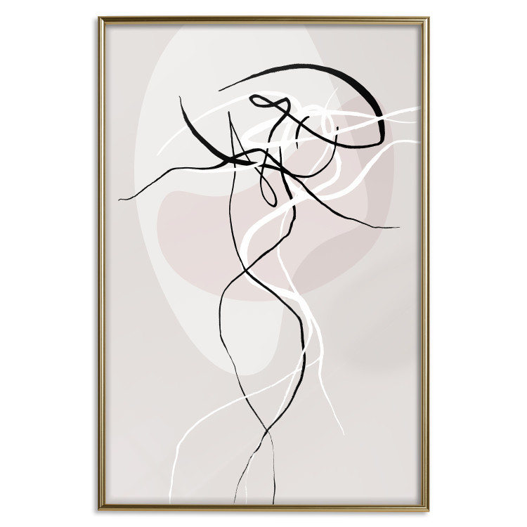 Poster Beige Energy - abstract line art of human silhouette on light background 128080 additionalImage 17