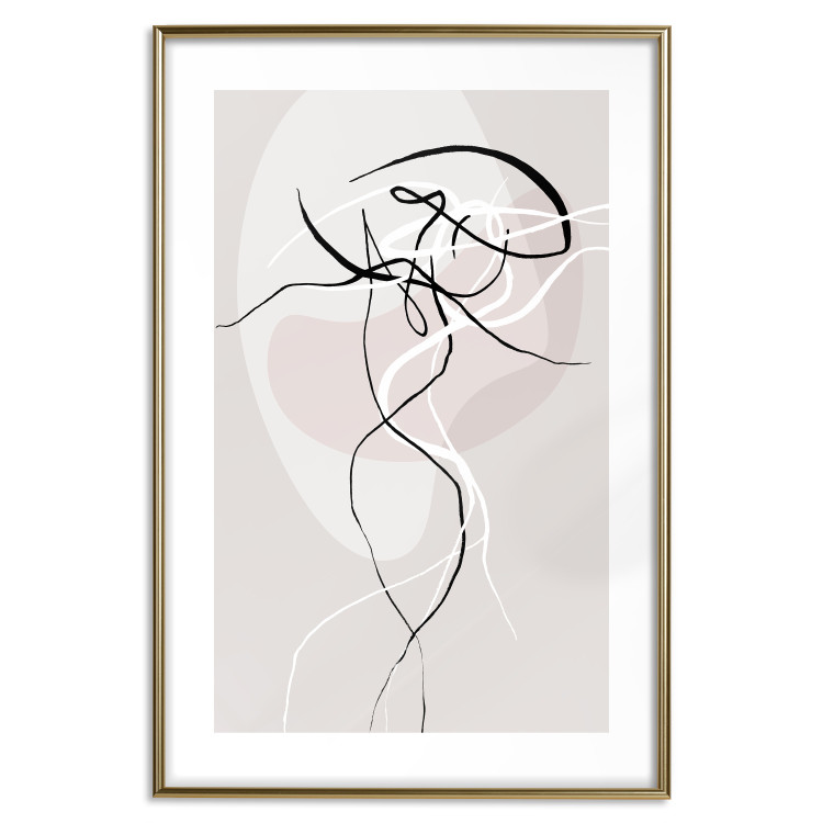Poster Beige Energy - abstract line art of human silhouette on light background 128080 additionalImage 14