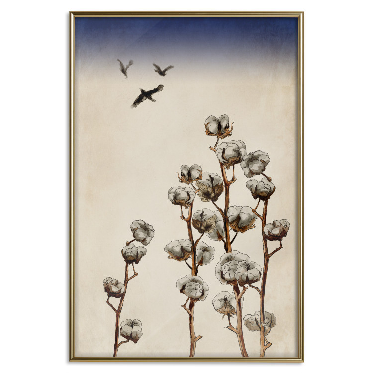 Poster Cotton Branches - beautiful composition with plants and birds against a sky background 129380 additionalImage 17