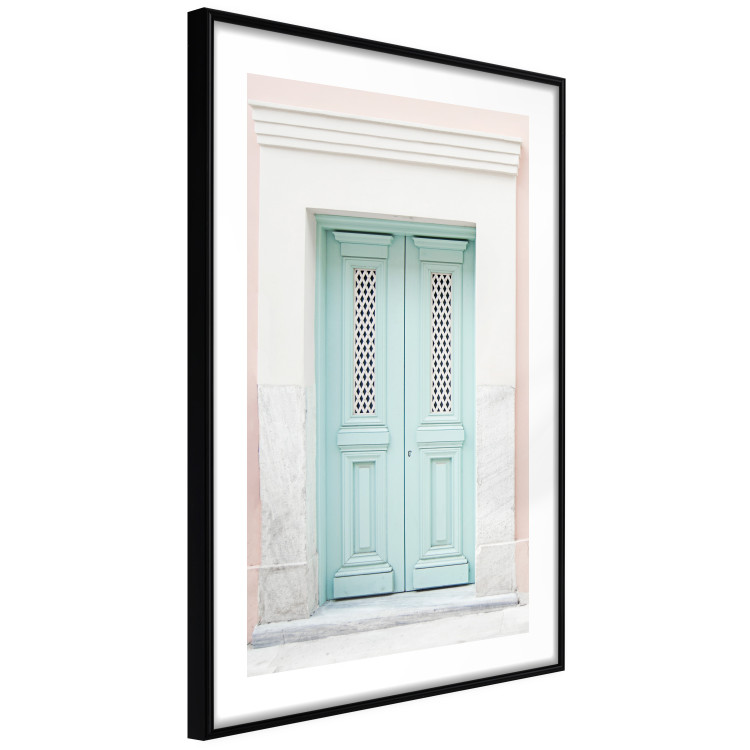 Poster Minty Invitation - turquoise door against pastel architecture background 129480 additionalImage 8
