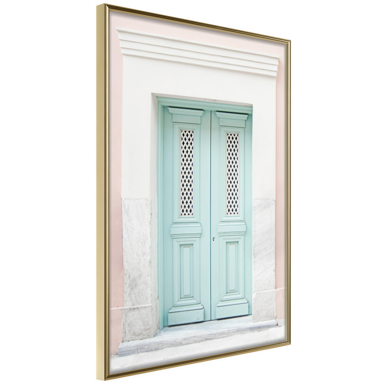 Poster Minty Invitation - turquoise door against pastel architecture background 129480 additionalImage 14