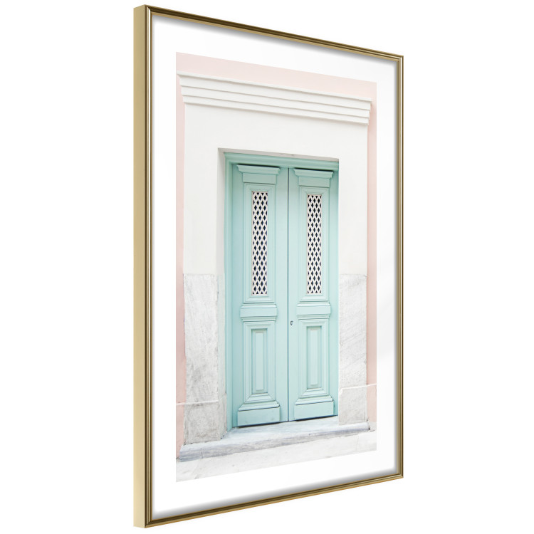 Poster Minty Invitation - turquoise door against pastel architecture background 129480 additionalImage 9