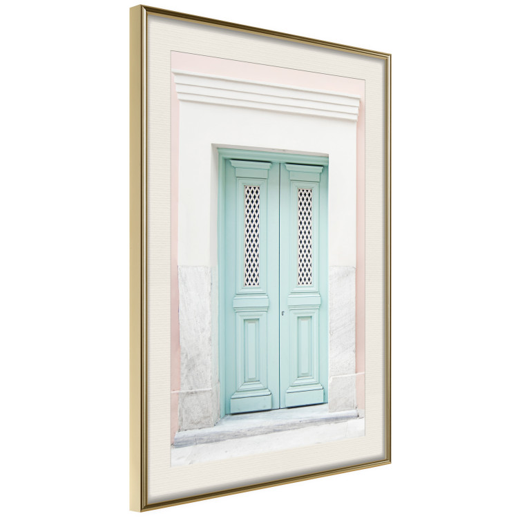 Poster Minty Invitation - turquoise door against pastel architecture background 129480 additionalImage 3