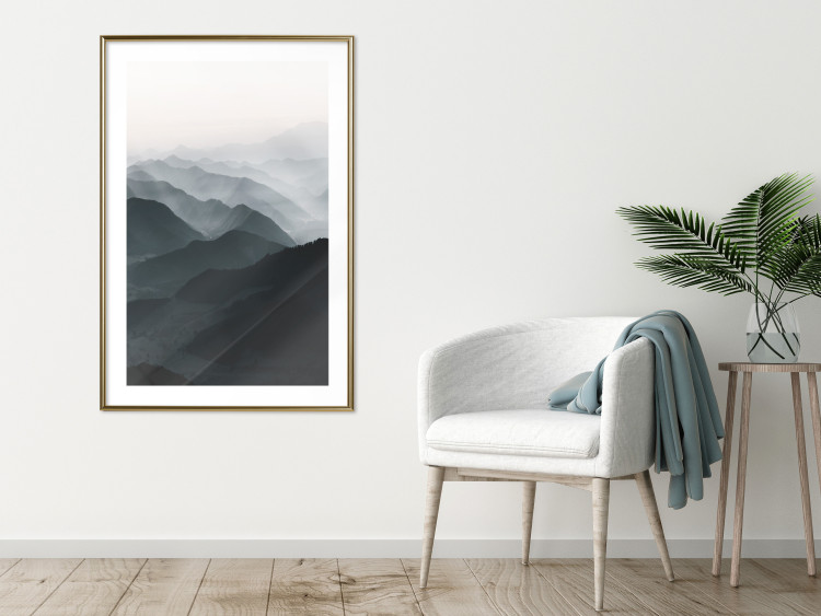 Poster Parallel Ridges - dark mountain landscape against a bright light background 130380 additionalImage 15