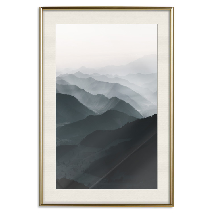 Poster Parallel Ridges - dark mountain landscape against a bright light background 130380 additionalImage 20