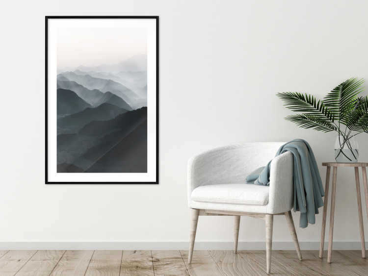 Poster Parallel Ridges - dark mountain landscape against a bright light background 130380 additionalImage 23