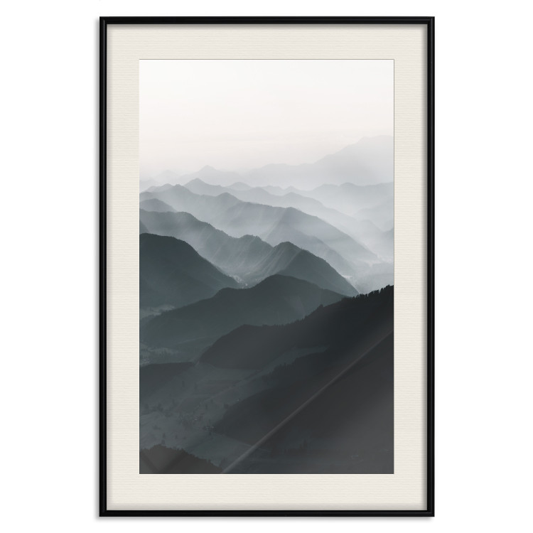 Poster Parallel Ridges - dark mountain landscape against a bright light background 130380 additionalImage 19