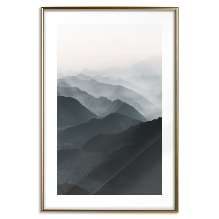 Poster Parallel Ridges - dark mountain landscape against a bright light background 130380 additionalImage 16