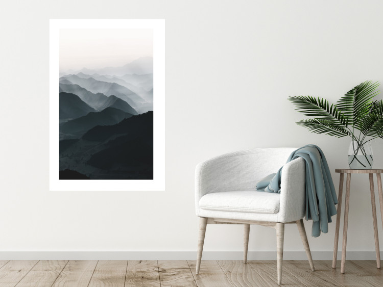 Poster Parallel Ridges - dark mountain landscape against a bright light background 130380 additionalImage 11