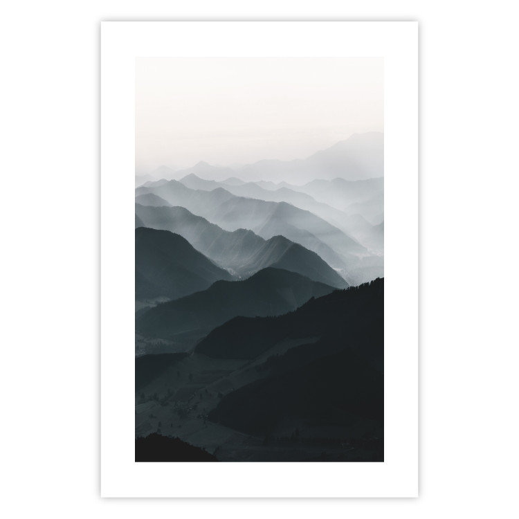 Poster Parallel Ridges - dark mountain landscape against a bright light background 130380 additionalImage 19