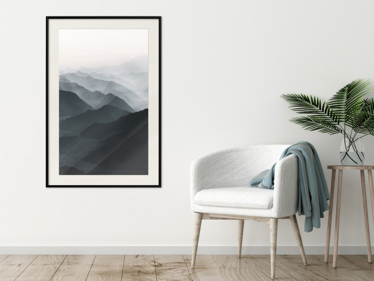Poster Parallel Ridges - dark mountain landscape against a bright light background 130380 additionalImage 24