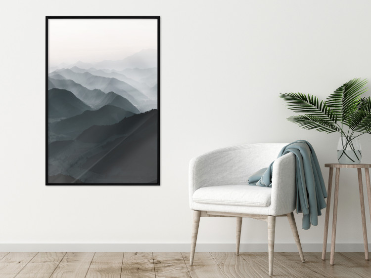 Poster Parallel Ridges - dark mountain landscape against a bright light background 130380 additionalImage 10