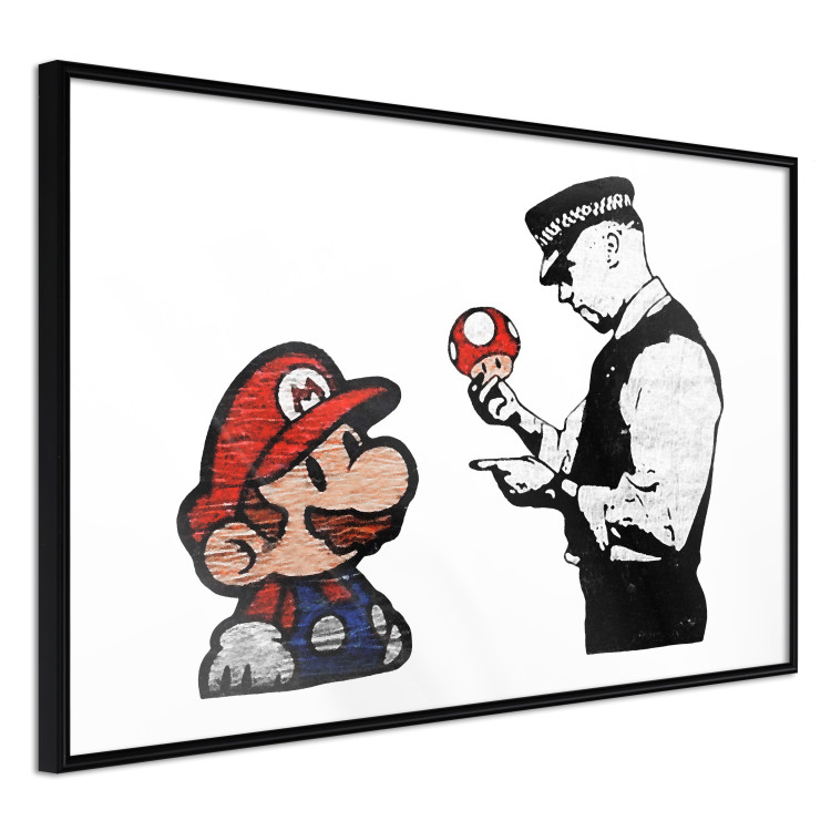 Wall Poster Banksy: Mushroom Picker - colorful character and black policeman on a white background 132480 additionalImage 12