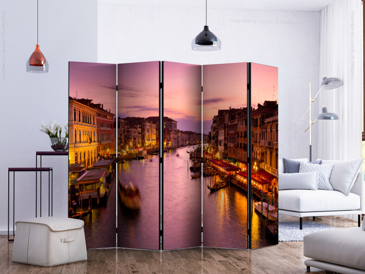 Room Divider Screen City of Lovers - Venice at Night II (5-piece) - urban landscape 132680 additionalImage 2