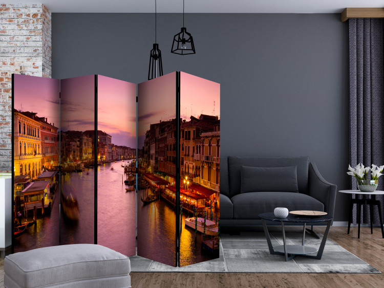 Room Divider Screen City of Lovers - Venice at Night II (5-piece) - urban landscape 132680 additionalImage 4