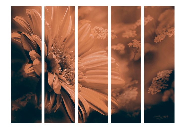 Room Divider Gerbera in Sepia II (5-piece) - sepia composition with flowers 132780 additionalImage 3