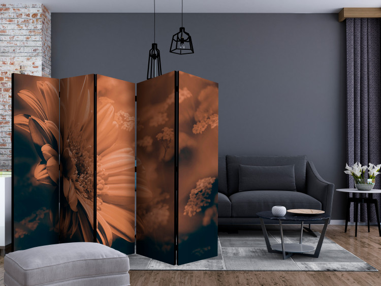 Room Divider Gerbera in Sepia II (5-piece) - sepia composition with flowers 132780 additionalImage 4
