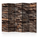 Room Separator Stylish Brown II (5-piece) - composition in stone texture wall 132880