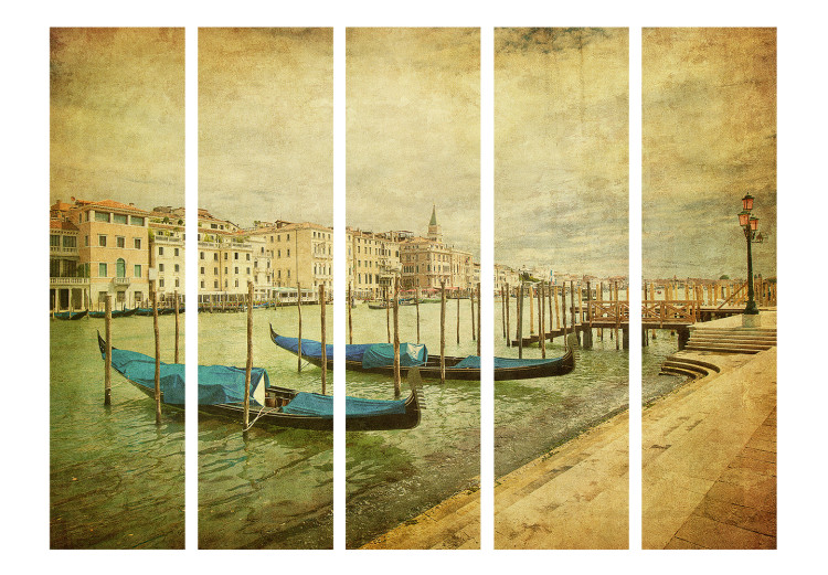 Room Divider Screen Grand Canal (Vintage) II (5-piece) - Venice architecture and boats 133080 additionalImage 3