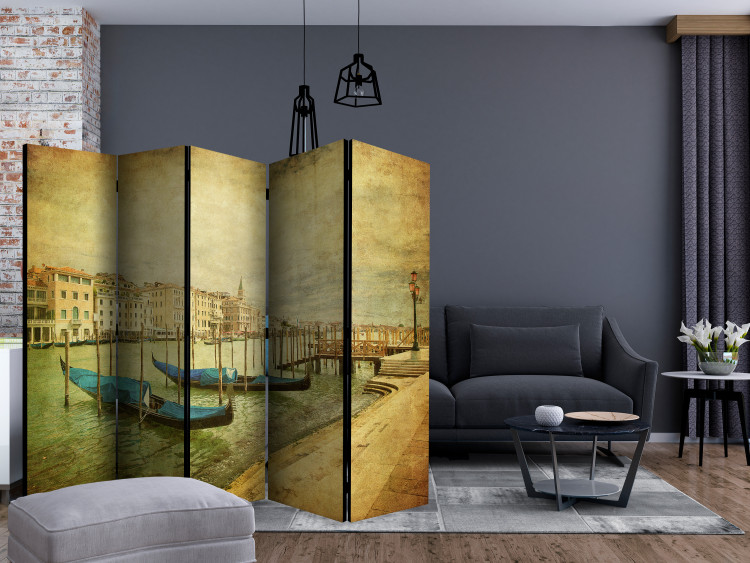 Room Divider Screen Grand Canal (Vintage) II (5-piece) - Venice architecture and boats 133080 additionalImage 4