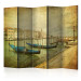 Room Divider Screen Grand Canal (Vintage) II (5-piece) - Venice architecture and boats 133080