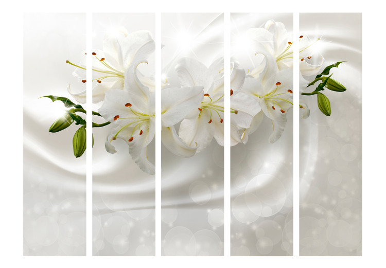 Room Divider Screen Romantic Glow II - white lilies on a bright velvety background 133780 additionalImage 3