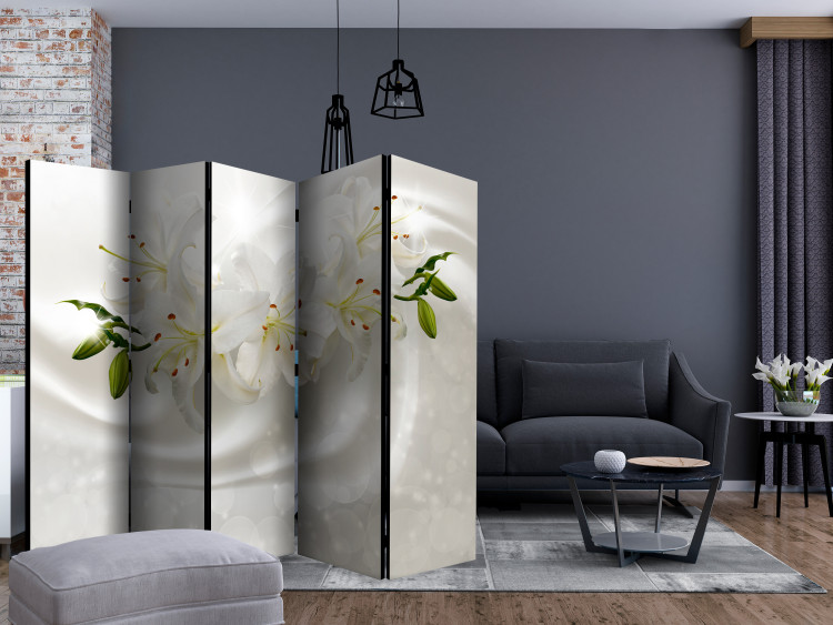 Room Divider Screen Romantic Glow II - white lilies on a bright velvety background 133780 additionalImage 4