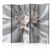 Room Separator Sensual Lilies II - lily flowers on a background of white luxury fabric 133880