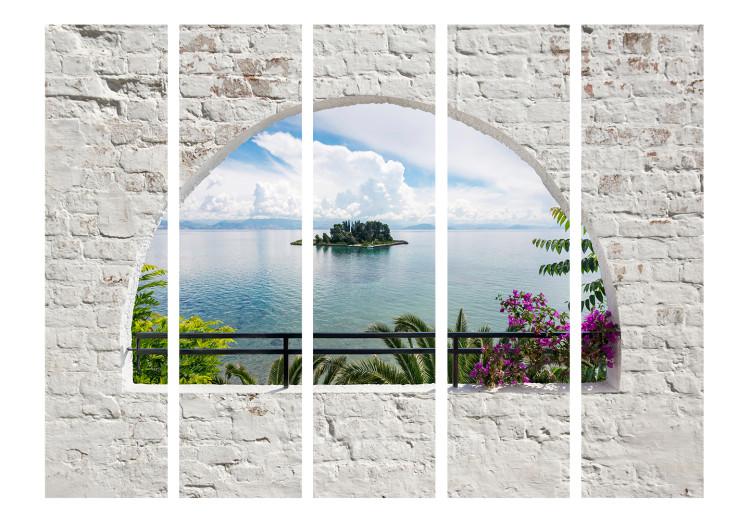 Folding Screen Corfu Island II - view from the window of an ocean and island landscape with trees 134080 additionalImage 3
