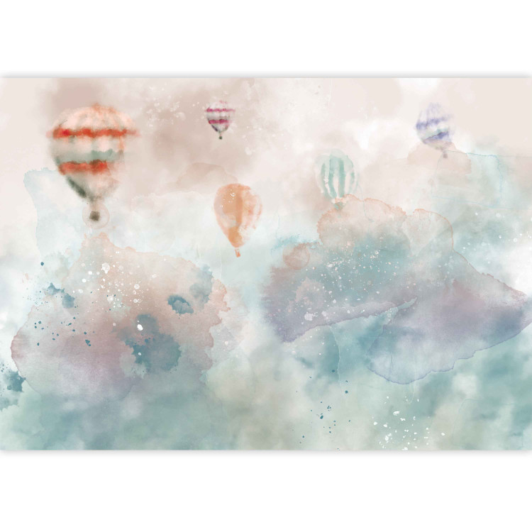 Photo Wallpaper Dreamland - watercolour landscape with tents and balloons for children 135480 additionalImage 3