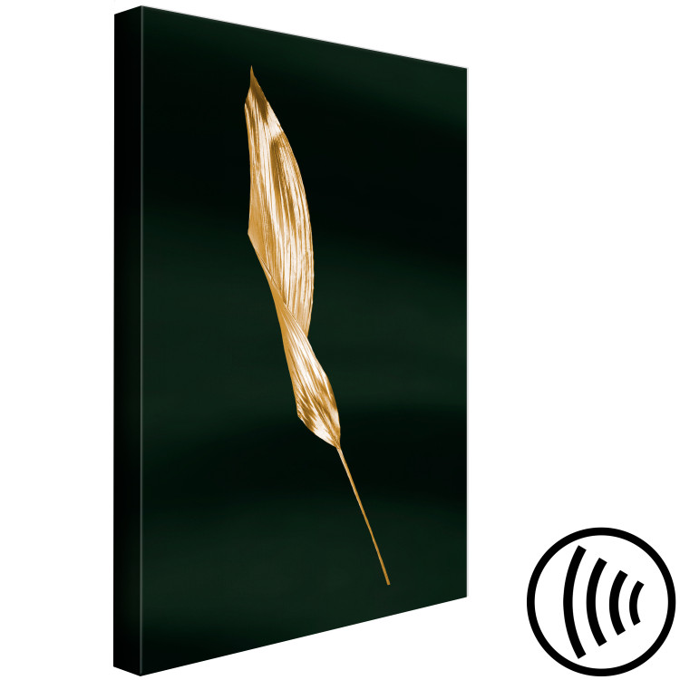 Canvas Print Gold bent leaf- Botanical theme on the background of green 135580 additionalImage 6